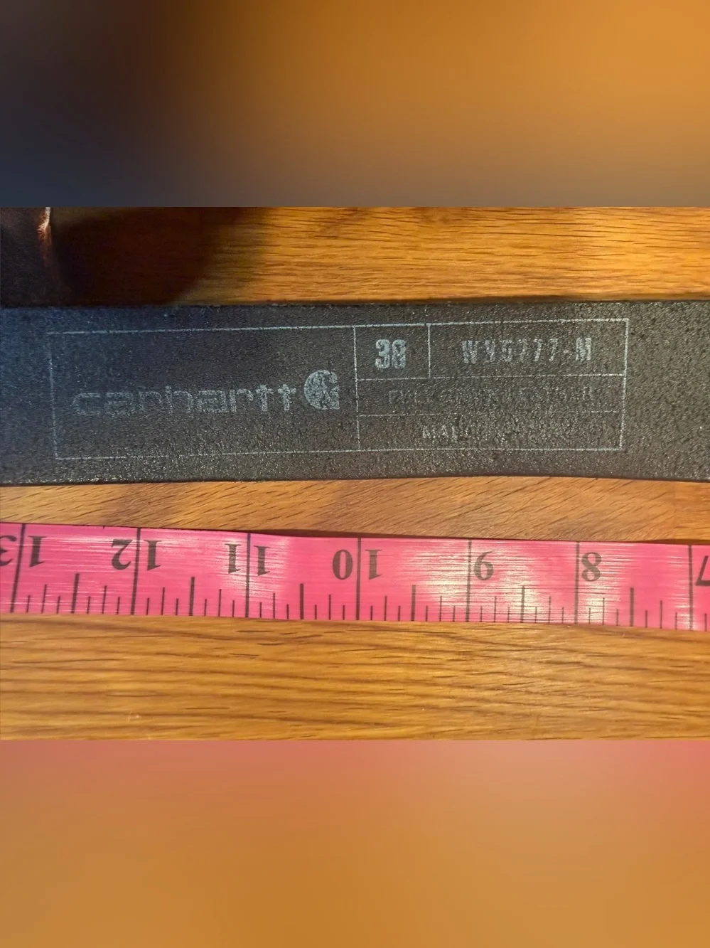 Carhartt Black Leather Belt with Textured Metal Buckle size 38 (020)